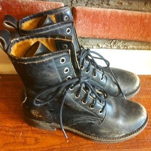 Authentic FRYE Black Leather Combat boots